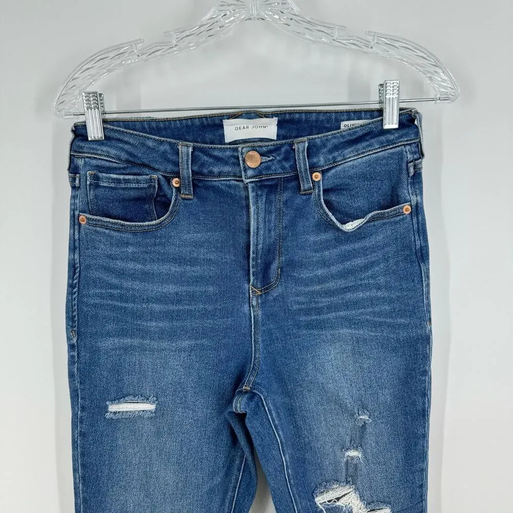 Dear John Jeans Size 27 4 Olivia High Rise Skinny Distressed Stretch Boho Preppy - Picture 2 of 9